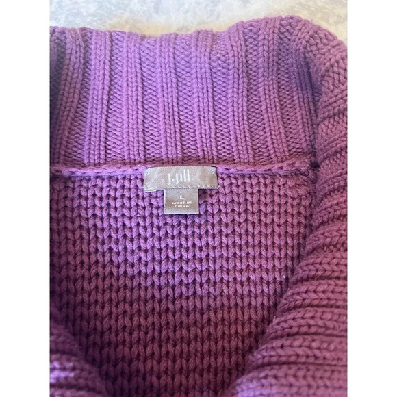 J. JILL Purple Boxy Fit 3/4 Sleeve Knit Button Up Cropped Cardigan Large‎ - Picture 3 of 4